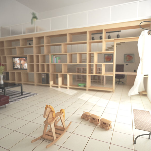Sala interno giochi e oggettistica 3D